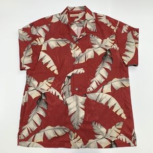 Tommy Bahama Hawaiian Shirt Silk Floral Camp L Red